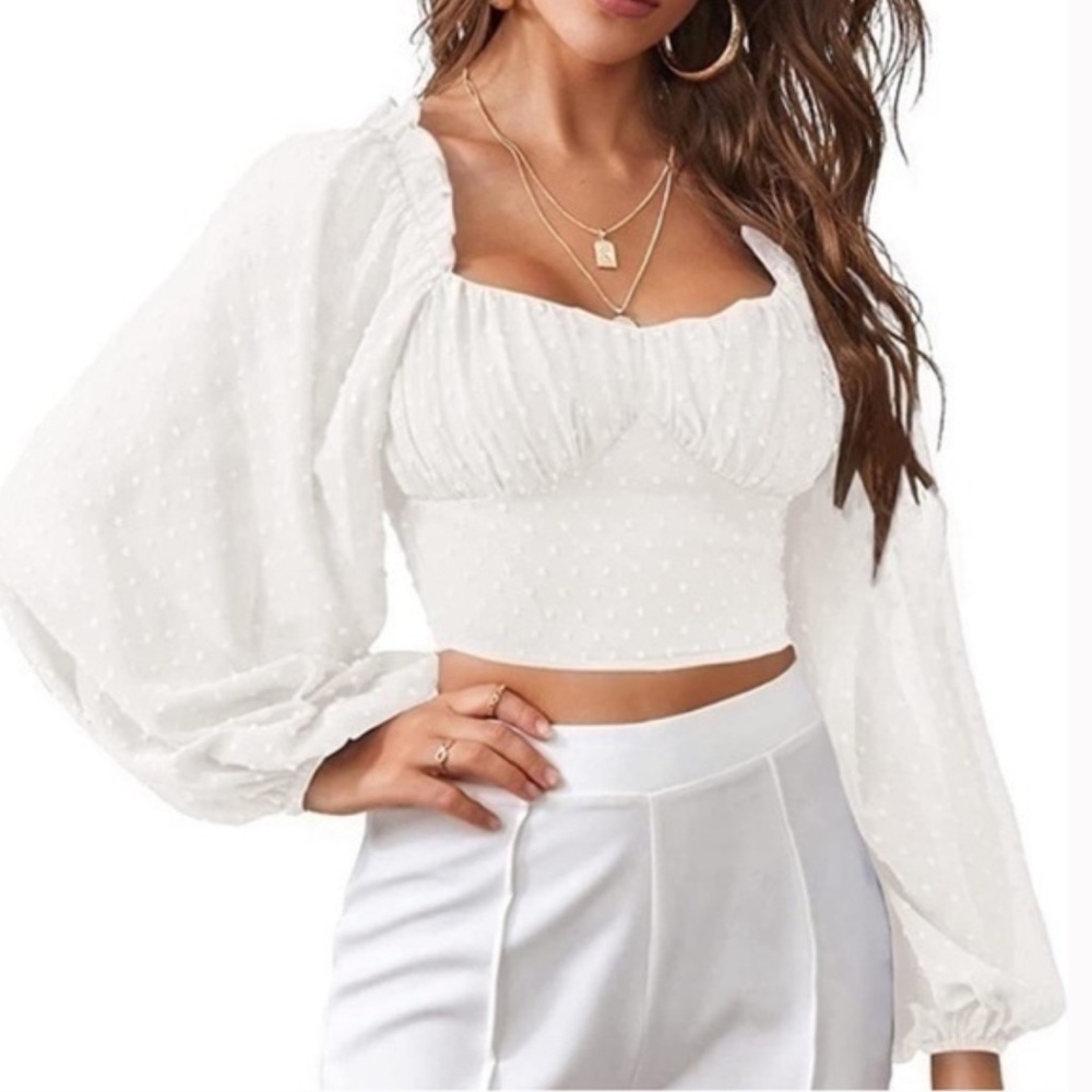 SHEIN White Puff Sleeve Top